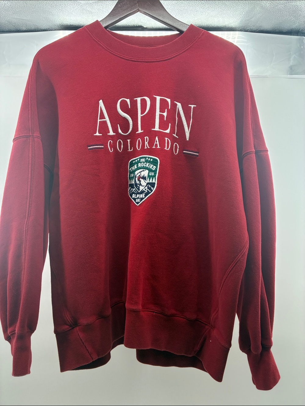 Abercrombie & Fitch Maroon Aspen Colorado Crewneck